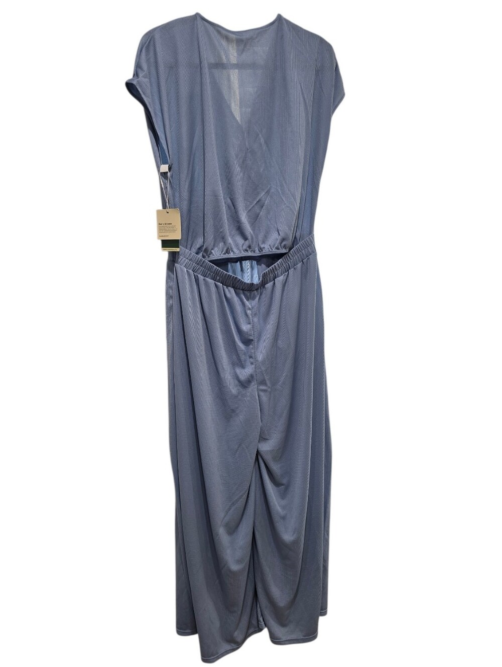 HALARA V Neck Short Sleeve Pocket Open Back Wide Leg Romper Size L Loungewear - Picture 8 of 8